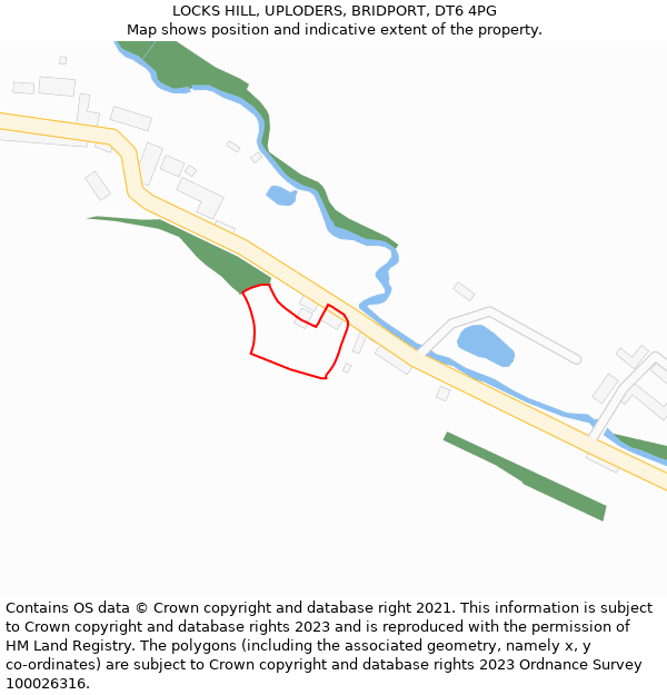 LOCKS HILL, UPLODERS, BRIDPORT, DT6 4PG: Location map and indicative extent of plot