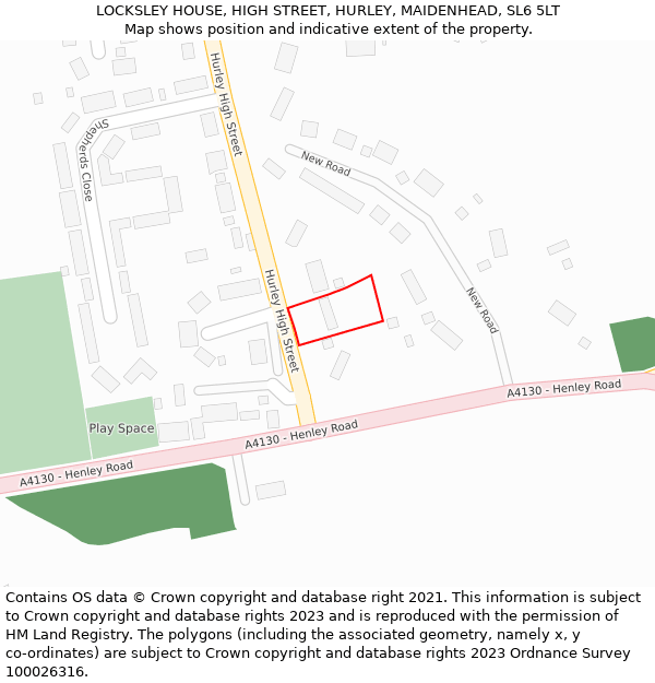 LOCKSLEY HOUSE, HIGH STREET, HURLEY, MAIDENHEAD, SL6 5LT: Location map and indicative extent of plot