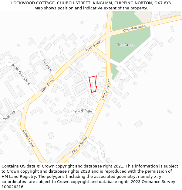 LOCKWOOD COTTAGE, CHURCH STREET, KINGHAM, CHIPPING NORTON, OX7 6YA: Location map and indicative extent of plot