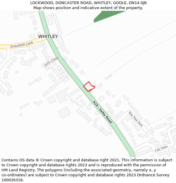 LOCKWOOD, DONCASTER ROAD, WHITLEY, GOOLE, DN14 0JB: Location map and indicative extent of plot
