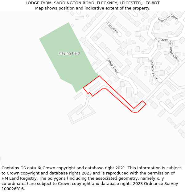 LODGE FARM, SADDINGTON ROAD, FLECKNEY, LEICESTER, LE8 8DT: Location map and indicative extent of plot