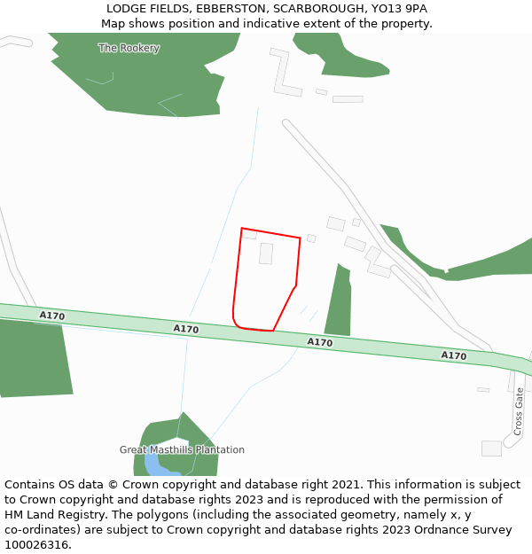 LODGE FIELDS, EBBERSTON, SCARBOROUGH, YO13 9PA: Location map and indicative extent of plot