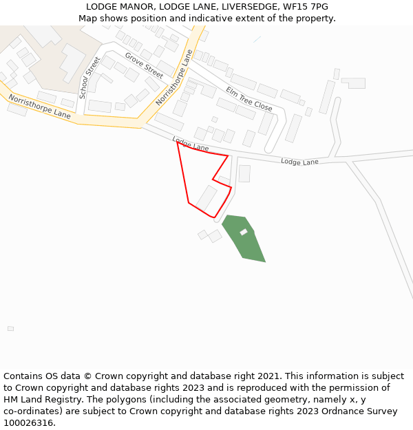 LODGE MANOR, LODGE LANE, LIVERSEDGE, WF15 7PG: Location map and indicative extent of plot