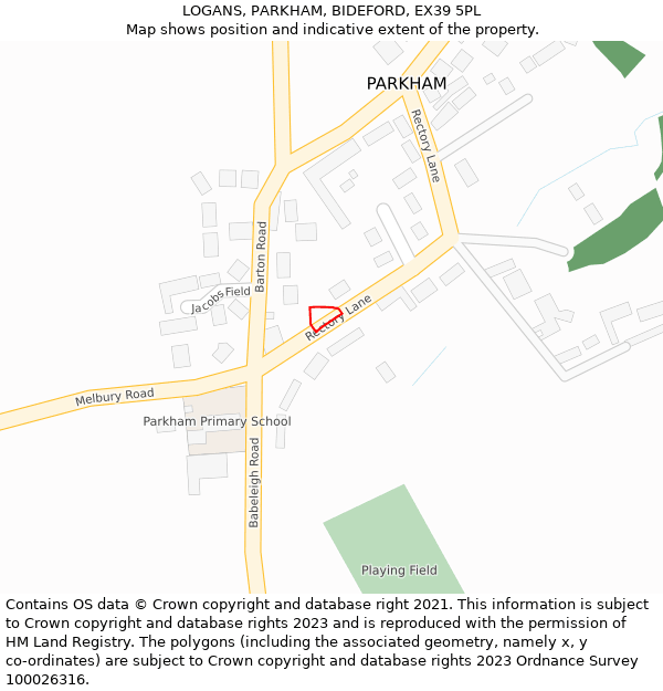 LOGANS, PARKHAM, BIDEFORD, EX39 5PL: Location map and indicative extent of plot