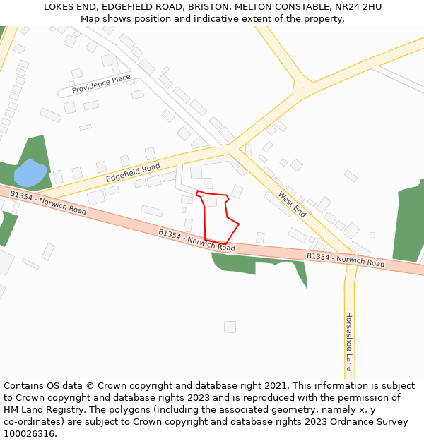 LOKES END, EDGEFIELD ROAD, BRISTON, MELTON CONSTABLE, NR24 2HU: Location map and indicative extent of plot