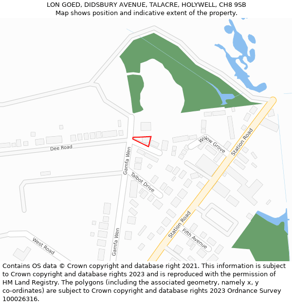 LON GOED, DIDSBURY AVENUE, TALACRE, HOLYWELL, CH8 9SB: Location map and indicative extent of plot