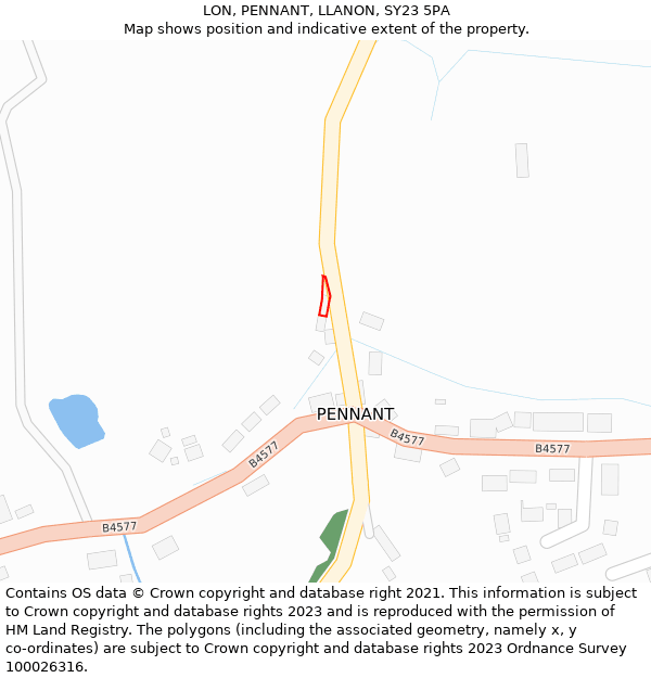 LON, PENNANT, LLANON, SY23 5PA: Location map and indicative extent of plot