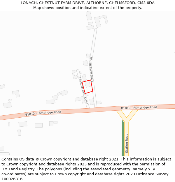 LONACH, CHESTNUT FARM DRIVE, ALTHORNE, CHELMSFORD, CM3 6DA: Location map and indicative extent of plot