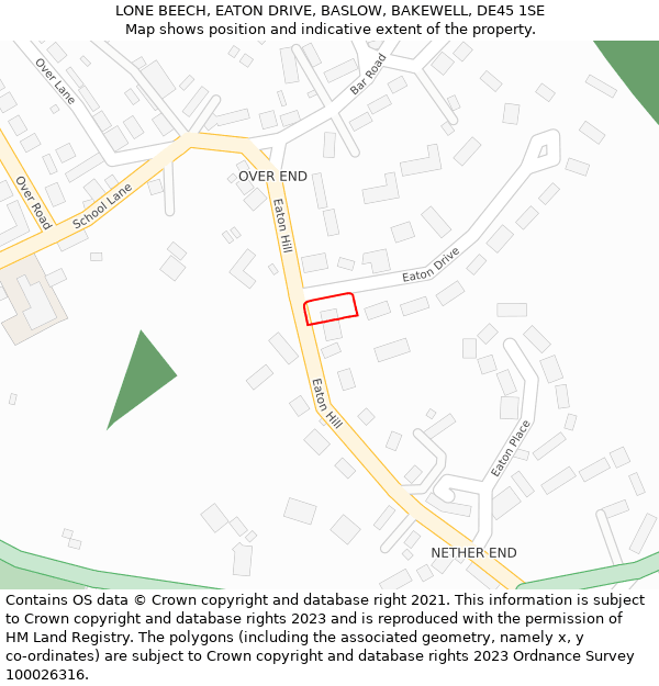 LONE BEECH, EATON DRIVE, BASLOW, BAKEWELL, DE45 1SE: Location map and indicative extent of plot