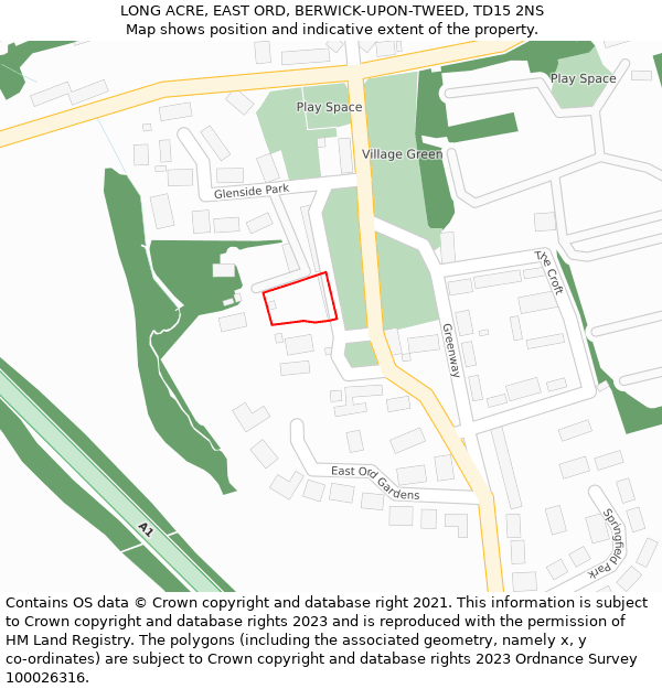 LONG ACRE, EAST ORD, BERWICK-UPON-TWEED, TD15 2NS: Location map and indicative extent of plot