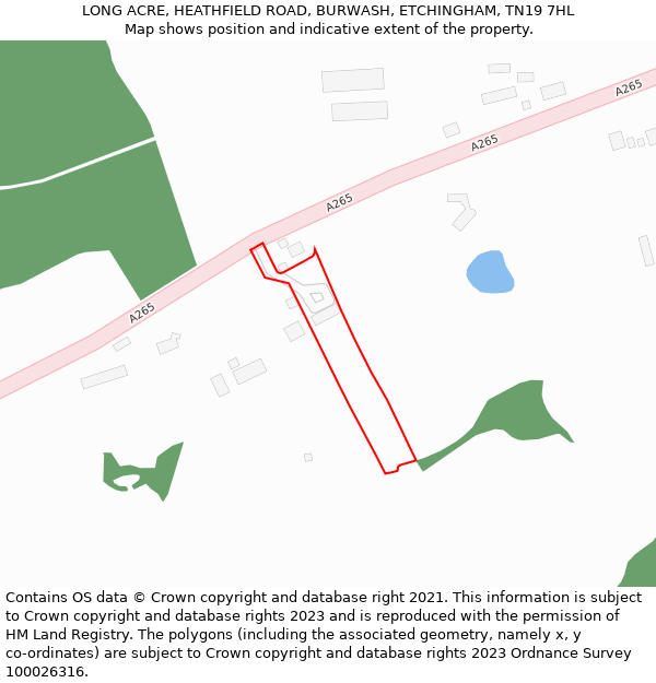 LONG ACRE, HEATHFIELD ROAD, BURWASH, ETCHINGHAM, TN19 7HL: Location map and indicative extent of plot