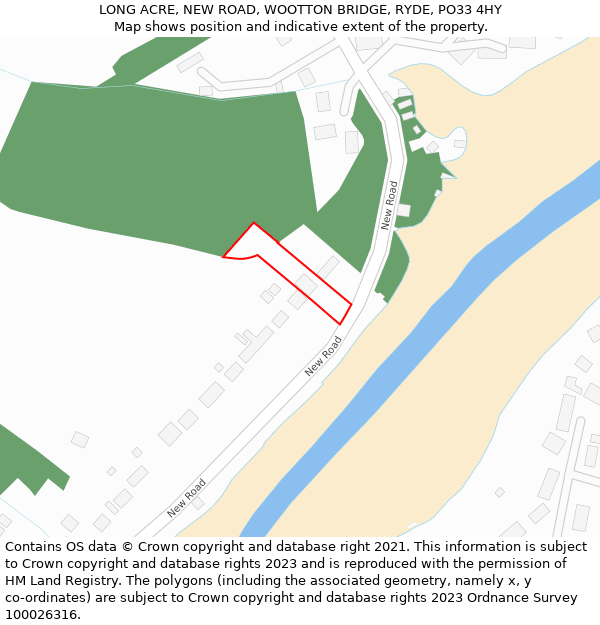 LONG ACRE, NEW ROAD, WOOTTON BRIDGE, RYDE, PO33 4HY: Location map and indicative extent of plot