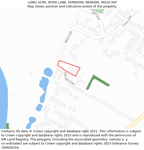 LONG ACRE, WYKE LANE, FARNDON, NEWARK, NG24 3SP: Location map and indicative extent of plot