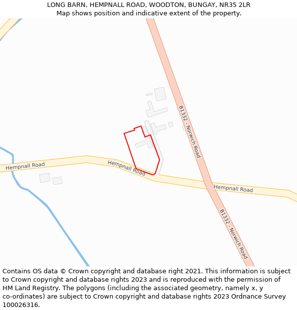 LONG BARN, HEMPNALL ROAD, WOODTON, BUNGAY, NR35 2LR: Location map and indicative extent of plot