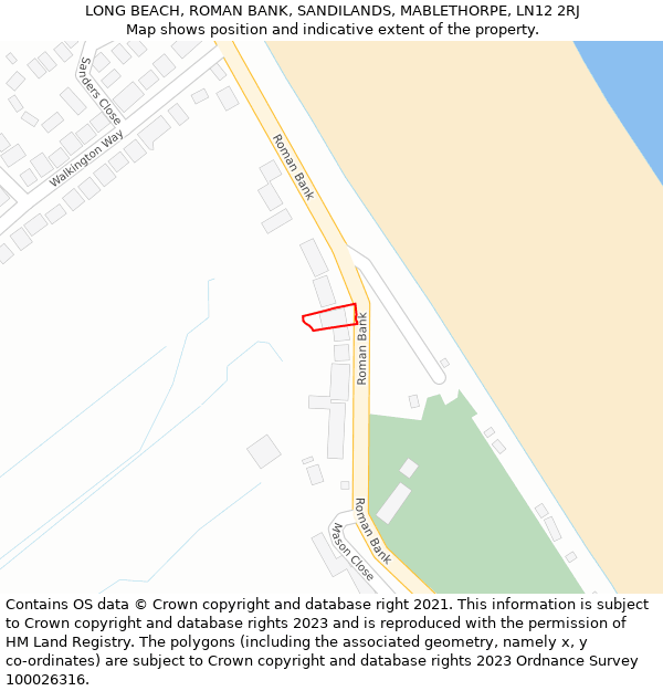 LONG BEACH, ROMAN BANK, SANDILANDS, MABLETHORPE, LN12 2RJ: Location map and indicative extent of plot