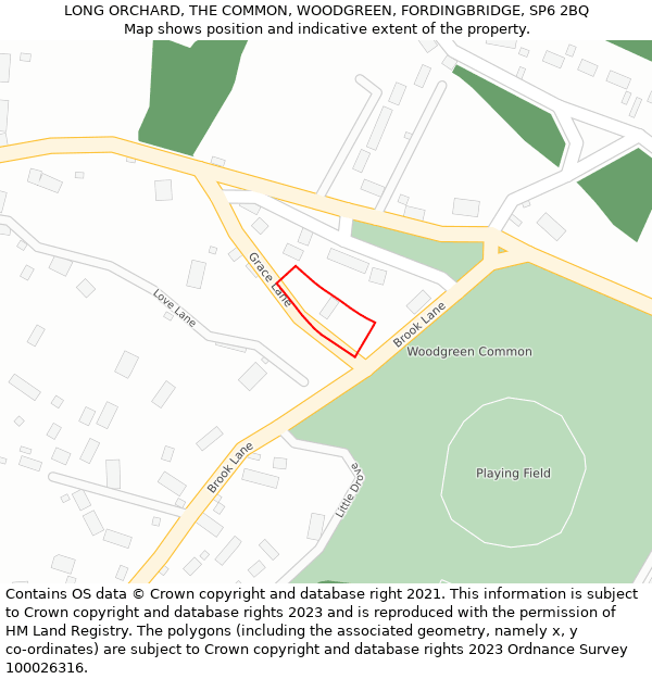 LONG ORCHARD, THE COMMON, WOODGREEN, FORDINGBRIDGE, SP6 2BQ: Location map and indicative extent of plot