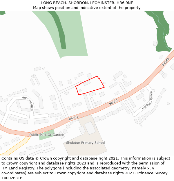 LONG REACH, SHOBDON, LEOMINSTER, HR6 9NE: Location map and indicative extent of plot