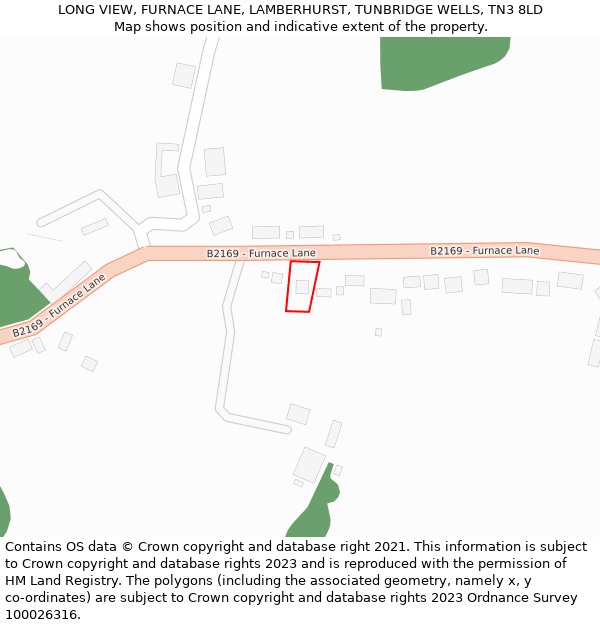 LONG VIEW, FURNACE LANE, LAMBERHURST, TUNBRIDGE WELLS, TN3 8LD: Location map and indicative extent of plot