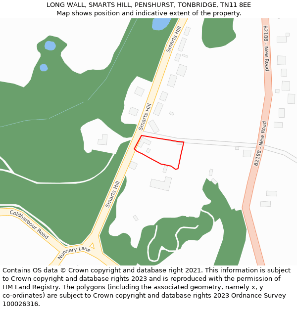 LONG WALL, SMARTS HILL, PENSHURST, TONBRIDGE, TN11 8EE: Location map and indicative extent of plot