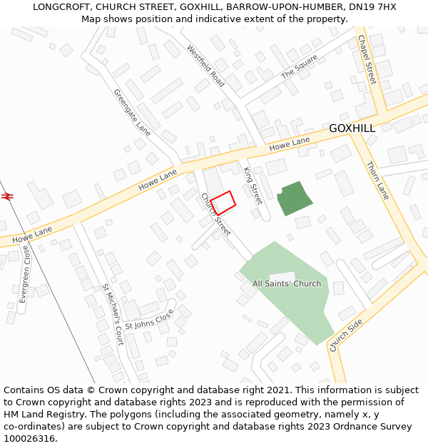 LONGCROFT, CHURCH STREET, GOXHILL, BARROW-UPON-HUMBER, DN19 7HX: Location map and indicative extent of plot