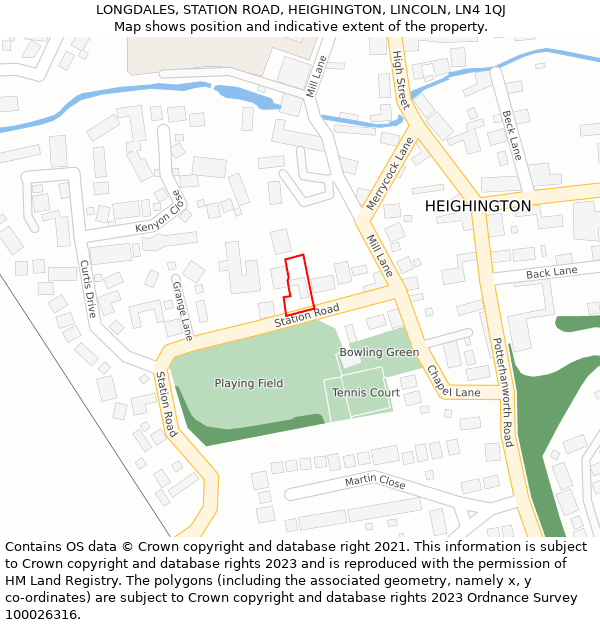 LONGDALES, STATION ROAD, HEIGHINGTON, LINCOLN, LN4 1QJ: Location map and indicative extent of plot