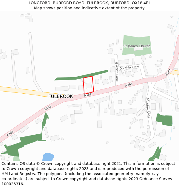 LONGFORD, BURFORD ROAD, FULBROOK, BURFORD, OX18 4BL: Location map and indicative extent of plot