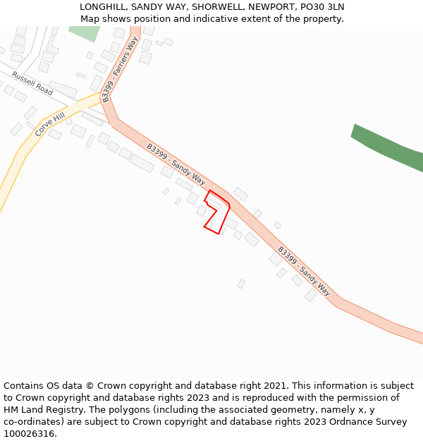 LONGHILL, SANDY WAY, SHORWELL, NEWPORT, PO30 3LN: Location map and indicative extent of plot