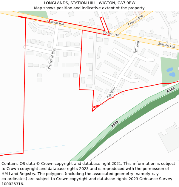 LONGLANDS, STATION HILL, WIGTON, CA7 9BW: Location map and indicative extent of plot