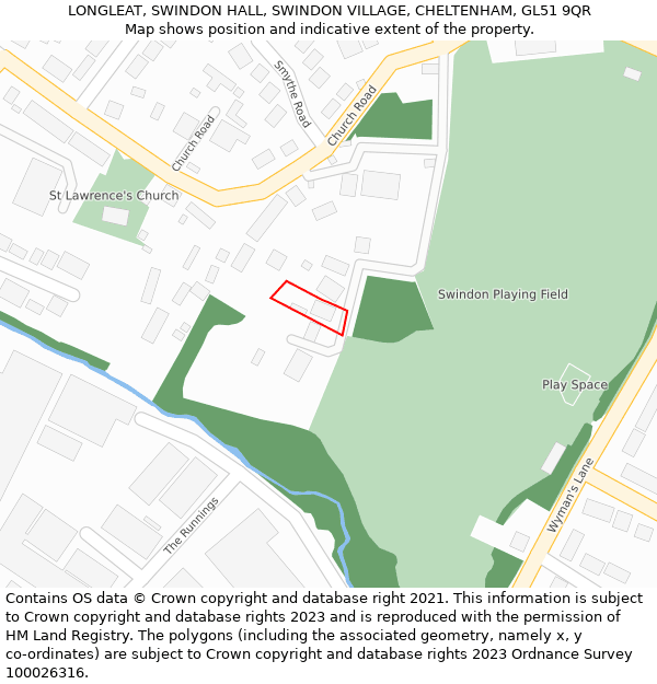 LONGLEAT, SWINDON HALL, SWINDON VILLAGE, CHELTENHAM, GL51 9QR: Location map and indicative extent of plot