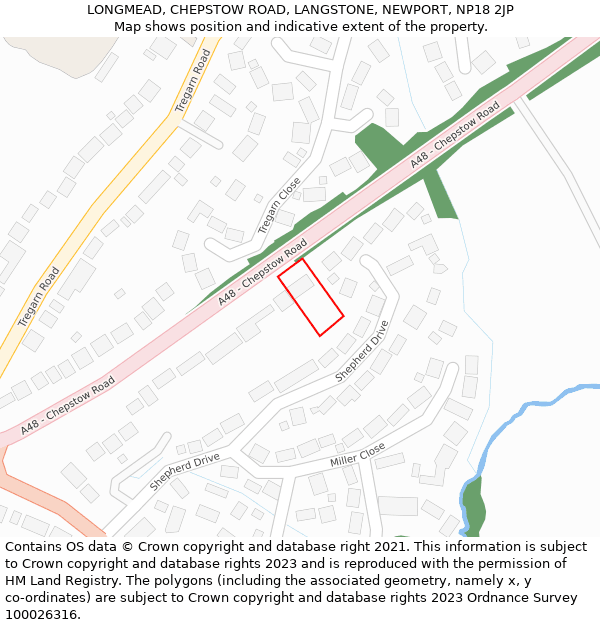 LONGMEAD, CHEPSTOW ROAD, LANGSTONE, NEWPORT, NP18 2JP: Location map and indicative extent of plot