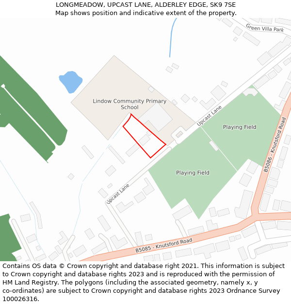 LONGMEADOW, UPCAST LANE, ALDERLEY EDGE, SK9 7SE: Location map and indicative extent of plot