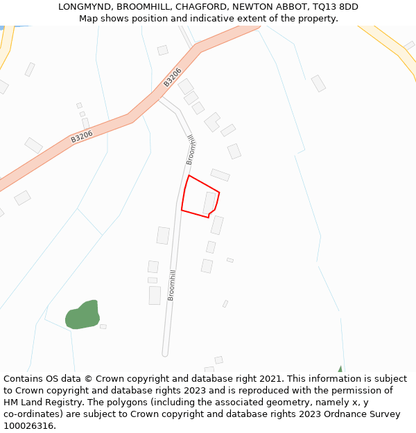 LONGMYND, BROOMHILL, CHAGFORD, NEWTON ABBOT, TQ13 8DD: Location map and indicative extent of plot
