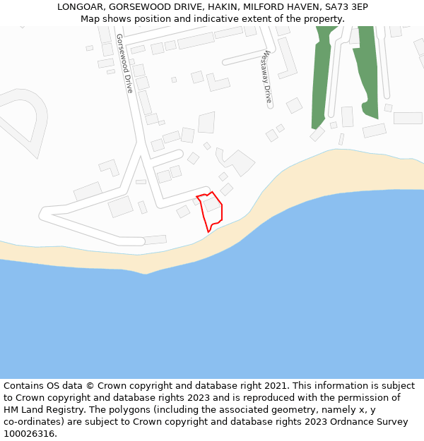 LONGOAR, GORSEWOOD DRIVE, HAKIN, MILFORD HAVEN, SA73 3EP: Location map and indicative extent of plot