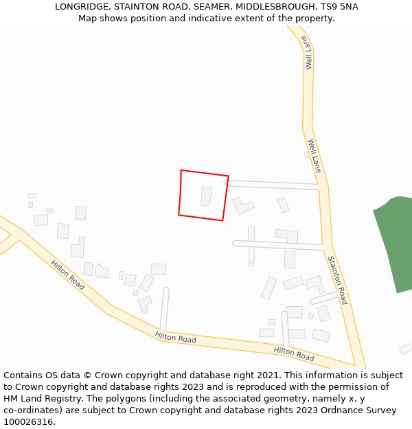 LONGRIDGE, STAINTON ROAD, SEAMER, MIDDLESBROUGH, TS9 5NA: Location map and indicative extent of plot