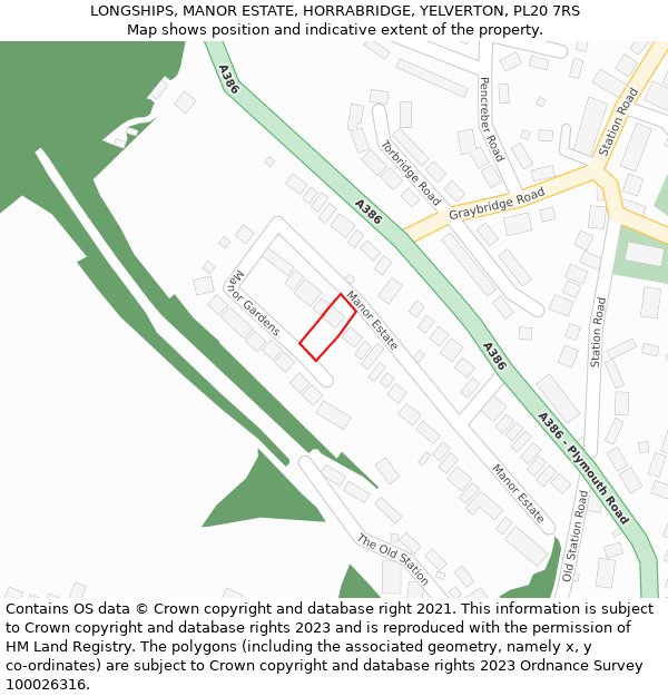 LONGSHIPS, MANOR ESTATE, HORRABRIDGE, YELVERTON, PL20 7RS: Location map and indicative extent of plot