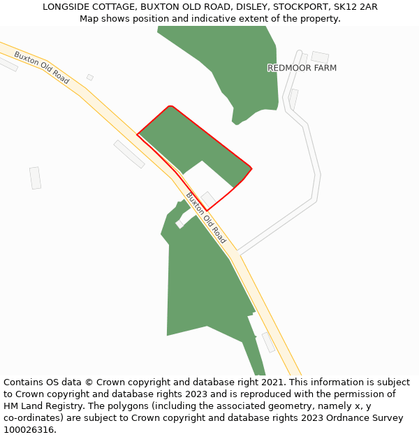 LONGSIDE COTTAGE, BUXTON OLD ROAD, DISLEY, STOCKPORT, SK12 2AR: Location map and indicative extent of plot