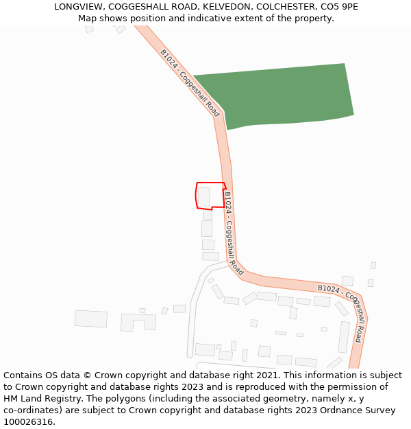 LONGVIEW, COGGESHALL ROAD, KELVEDON, COLCHESTER, CO5 9PE: Location map and indicative extent of plot