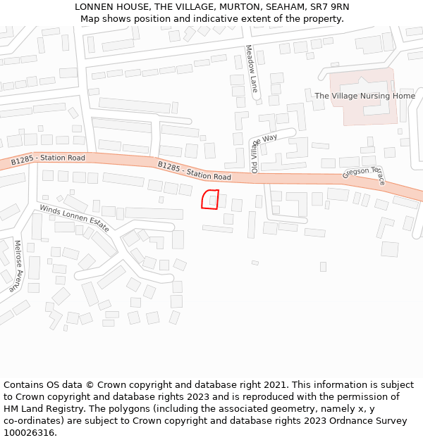 LONNEN HOUSE, THE VILLAGE, MURTON, SEAHAM, SR7 9RN: Location map and indicative extent of plot