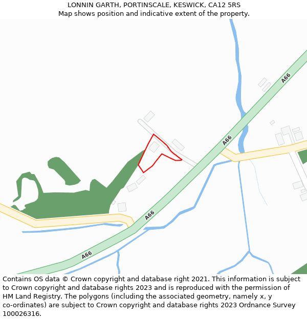 LONNIN GARTH, PORTINSCALE, KESWICK, CA12 5RS: Location map and indicative extent of plot