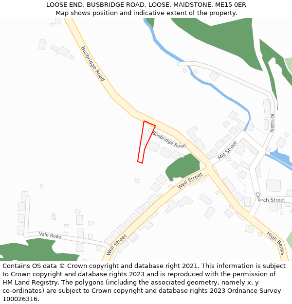 LOOSE END, BUSBRIDGE ROAD, LOOSE, MAIDSTONE, ME15 0ER: Location map and indicative extent of plot