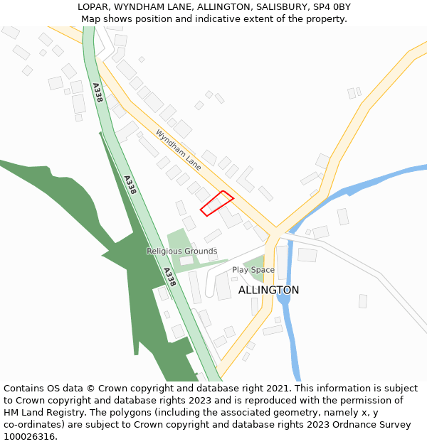 LOPAR, WYNDHAM LANE, ALLINGTON, SALISBURY, SP4 0BY: Location map and indicative extent of plot