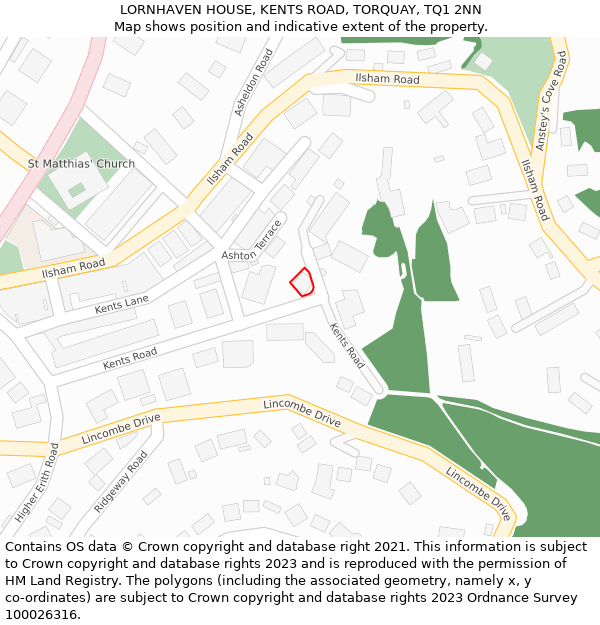 LORNHAVEN HOUSE, KENTS ROAD, TORQUAY, TQ1 2NN: Location map and indicative extent of plot