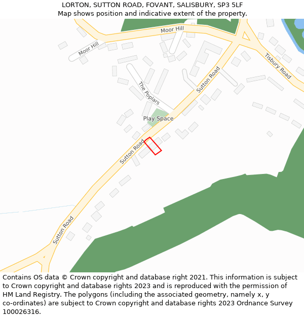 LORTON, SUTTON ROAD, FOVANT, SALISBURY, SP3 5LF: Location map and indicative extent of plot