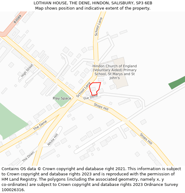 LOTHIAN HOUSE, THE DENE, HINDON, SALISBURY, SP3 6EB: Location map and indicative extent of plot