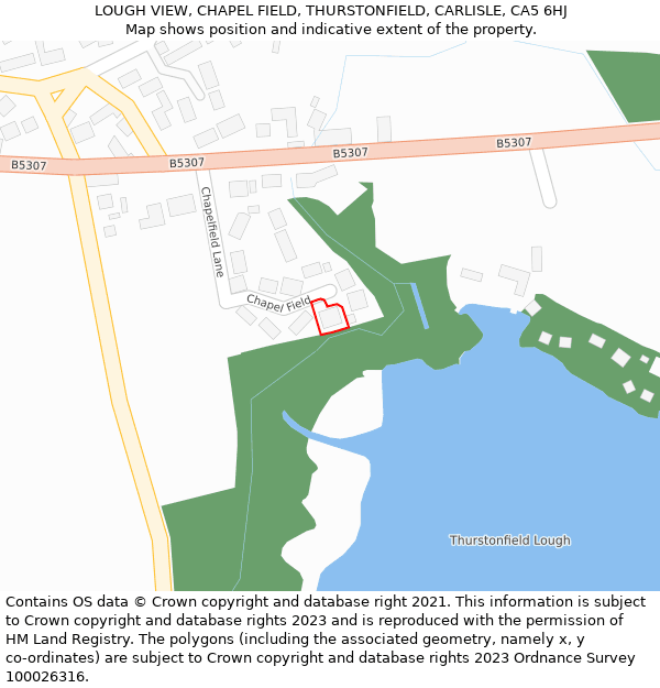 LOUGH VIEW, CHAPEL FIELD, THURSTONFIELD, CARLISLE, CA5 6HJ: Location map and indicative extent of plot