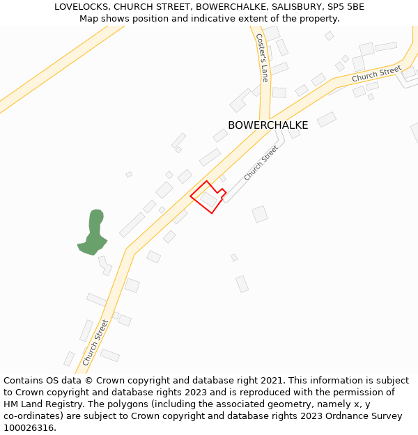 LOVELOCKS, CHURCH STREET, BOWERCHALKE, SALISBURY, SP5 5BE: Location map and indicative extent of plot