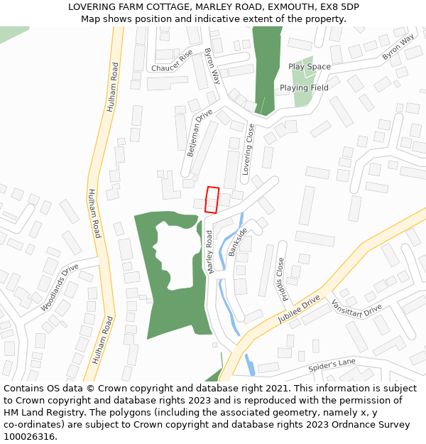 LOVERING FARM COTTAGE, MARLEY ROAD, EXMOUTH, EX8 5DP: Location map and indicative extent of plot