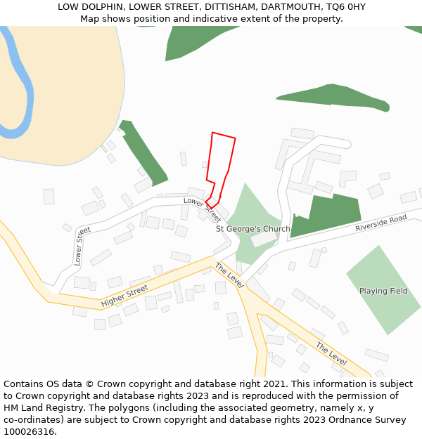 LOW DOLPHIN, LOWER STREET, DITTISHAM, DARTMOUTH, TQ6 0HY: Location map and indicative extent of plot