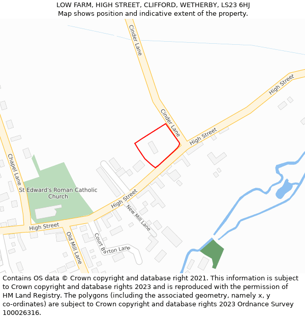 LOW FARM, HIGH STREET, CLIFFORD, WETHERBY, LS23 6HJ: Location map and indicative extent of plot