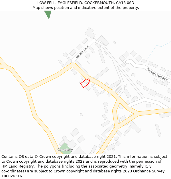 LOW FELL, EAGLESFIELD, COCKERMOUTH, CA13 0SD: Location map and indicative extent of plot